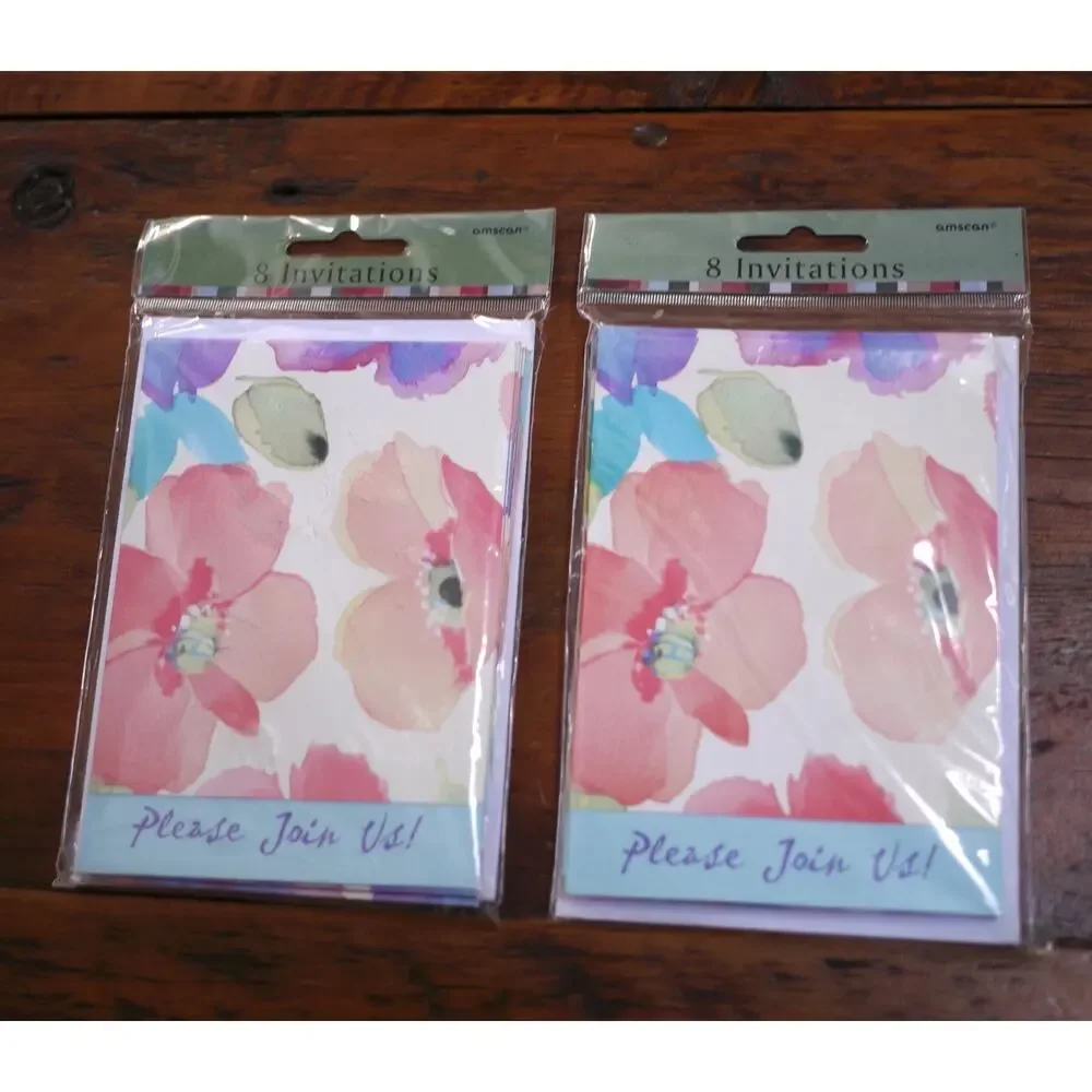 Lot of 16 NEW NIB ‘Poppy Collage’ Floral Party Shower Invite Cards + Envelopes